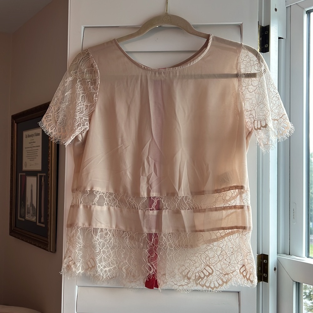 Margo & Sebastian Sheer Lace Detail Top - Medium - Juniors - Great condition